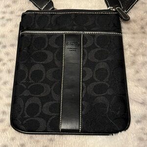 Coach Black Messenger Bag with Signature Monogram
